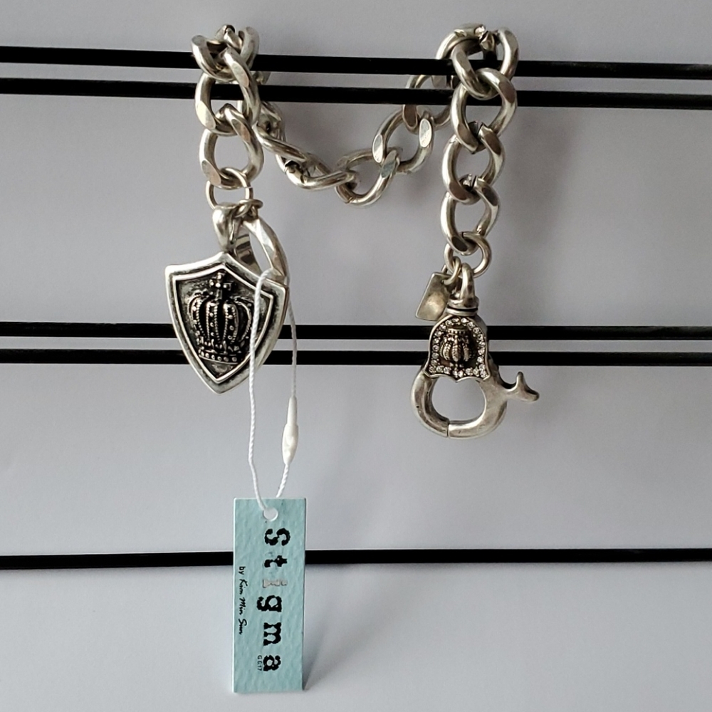 Cuban link crest crown bracelet